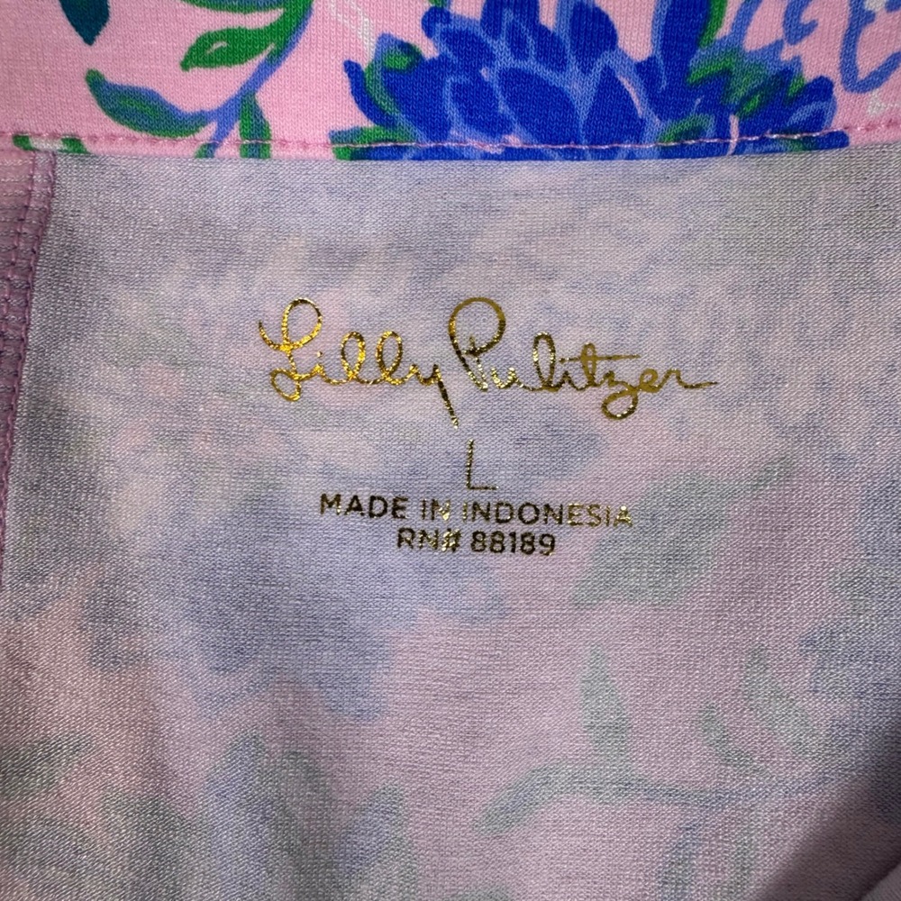 Lilly Pulitzer Sophiletta Shift Dress Womens L Pink Blue Floral Notched Neck - Picture 5 of 8